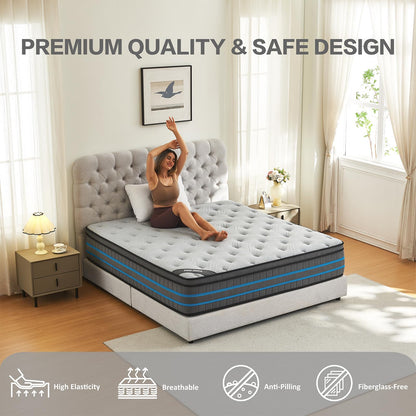 SleepTheme 3FT, Single Mattress,90x190x28cm Hybrid Pocket Sprung, Med Firm