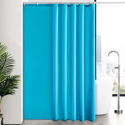 Furlinic Shower Curtain 94x78 Fabric Extra Long Waterproof Weighted Bottom Washable Teal Liner For Wet room Family Hotel Eets 12 Plastic Hooks.