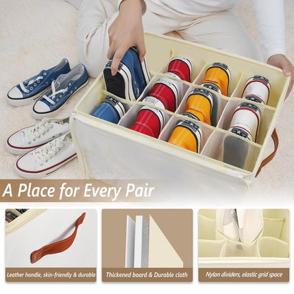Flexible Dividers Shoe Storage Box Fabric Organiser for Wardrobe - 1 Pack