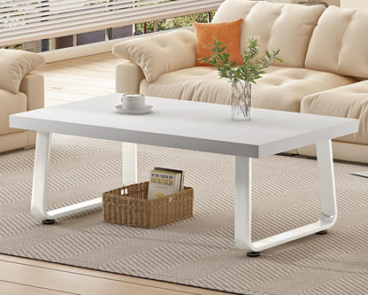 HSH White Oak Coffee Table, 60D×120W×46.5H cm, Rustic Industrial Wooden Coffee Table for Living Room Bedroom Office