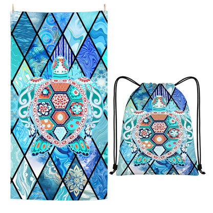 ZPSOSPZ Turtle Travel Towel 160x80cm -Quick Dry Towel with Storage Bag