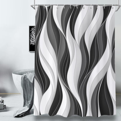 GCIREC Shower Curtain, 180x200cm, Modern Abstract White Black Grey Ombre Striped Minimalist Art Waterproof Fabric Machine Washable Bathroom Curtain