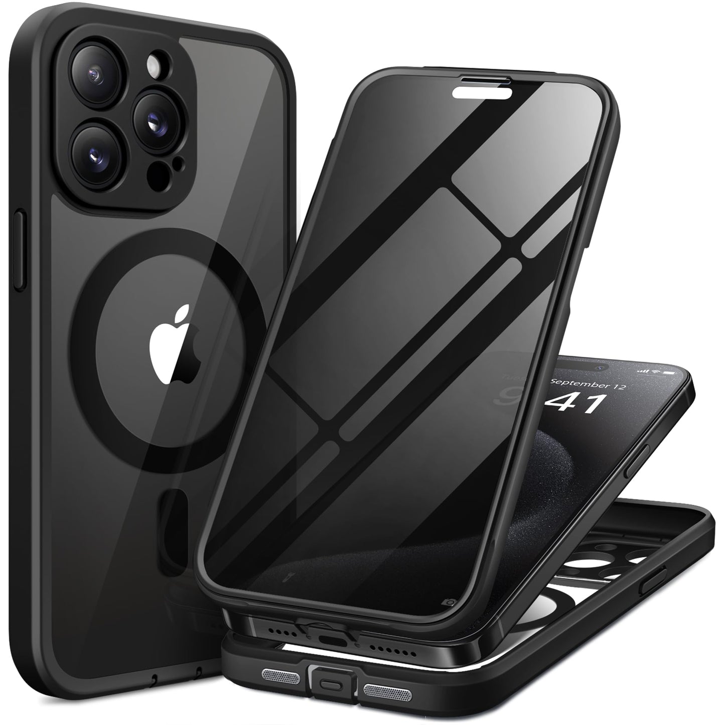 TIESZEN Magnetic for iPhone 15 Pro Max Case, Compatible with MagSafe, Built-in Privacy Screen Protector and Camera Protection, Anti Spy Full Body