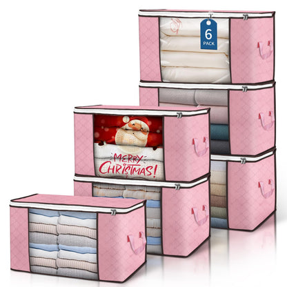 Budding Joy 90L Storage Bags, Large Clothes Storage Boxes with Zips Pink