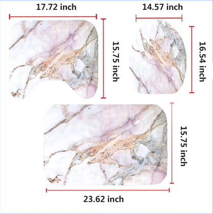 YULUOSHA 4 Pcs Marble Texture Shower Curtain Set with Non-Slip Rugs, Toilet Lid Cover and Bath Mat Natural Marble Abstract Shower Curtain Bathroom