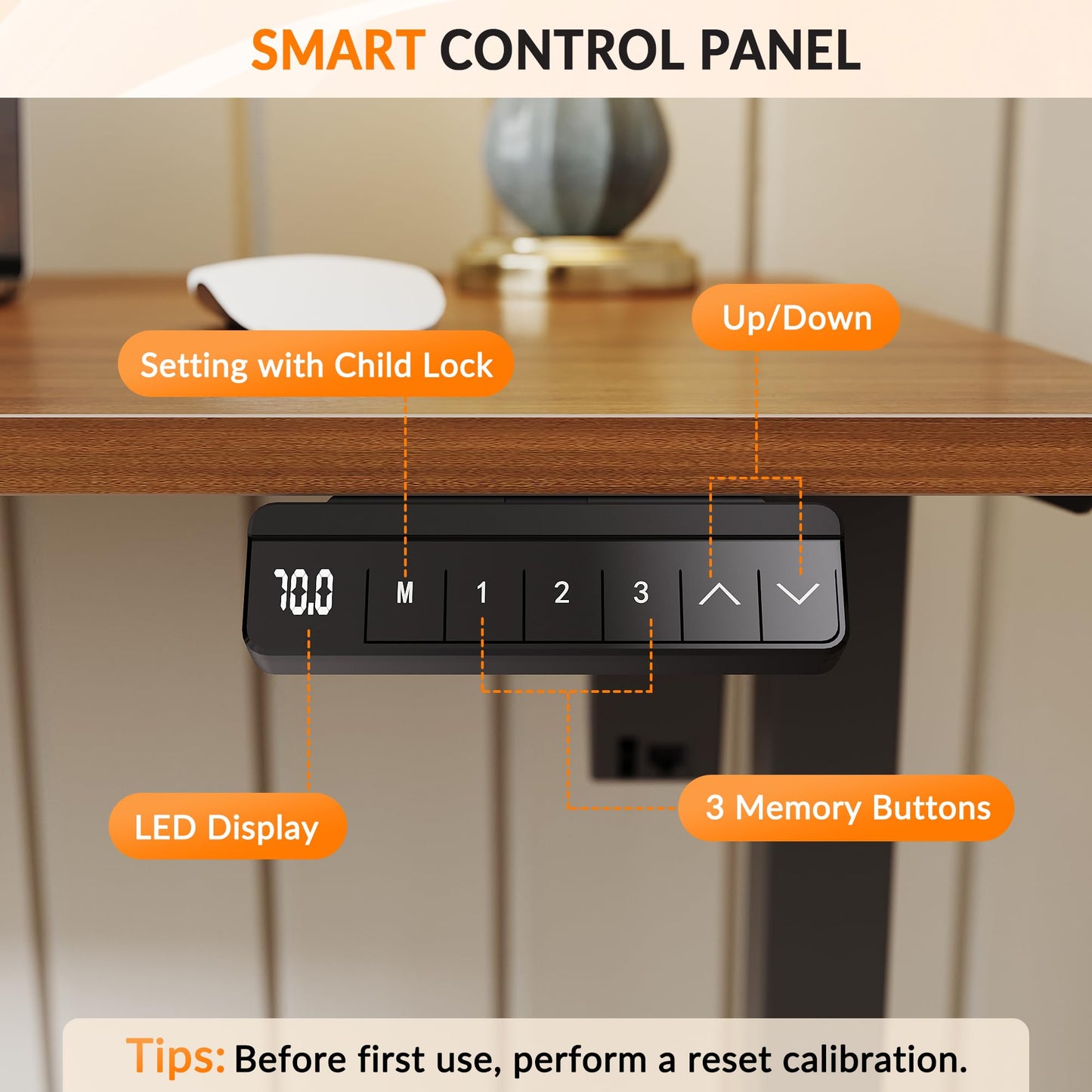 ELEGANT Electric Standing Desk 120x60cm, Height Adjustable Sit Stand Desk