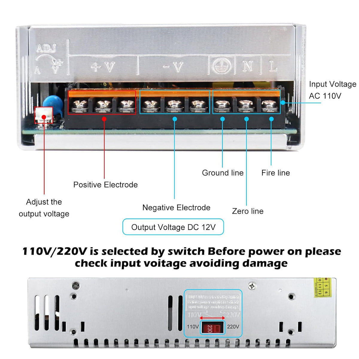 inShareplus 12V 50A 600W, DC Universal Regulated Switching Power Supply, Converter AC 110/220V to DC 12 Volt LED Driver, Transformer, Adapter for LED Strip Light, 3D Printer, Radio, Computer Project