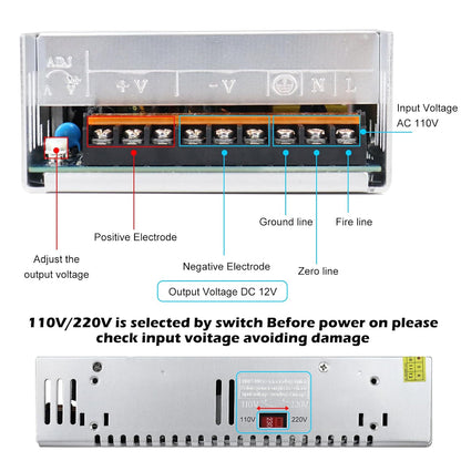 inShareplus 12V 50A 600W, DC Universal Regulated Switching Power Supply, Converter AC 110/220V to DC 12 Volt LED Driver, Transformer, Adapter for LED Strip Light, 3D Printer, Radio, Computer Project
