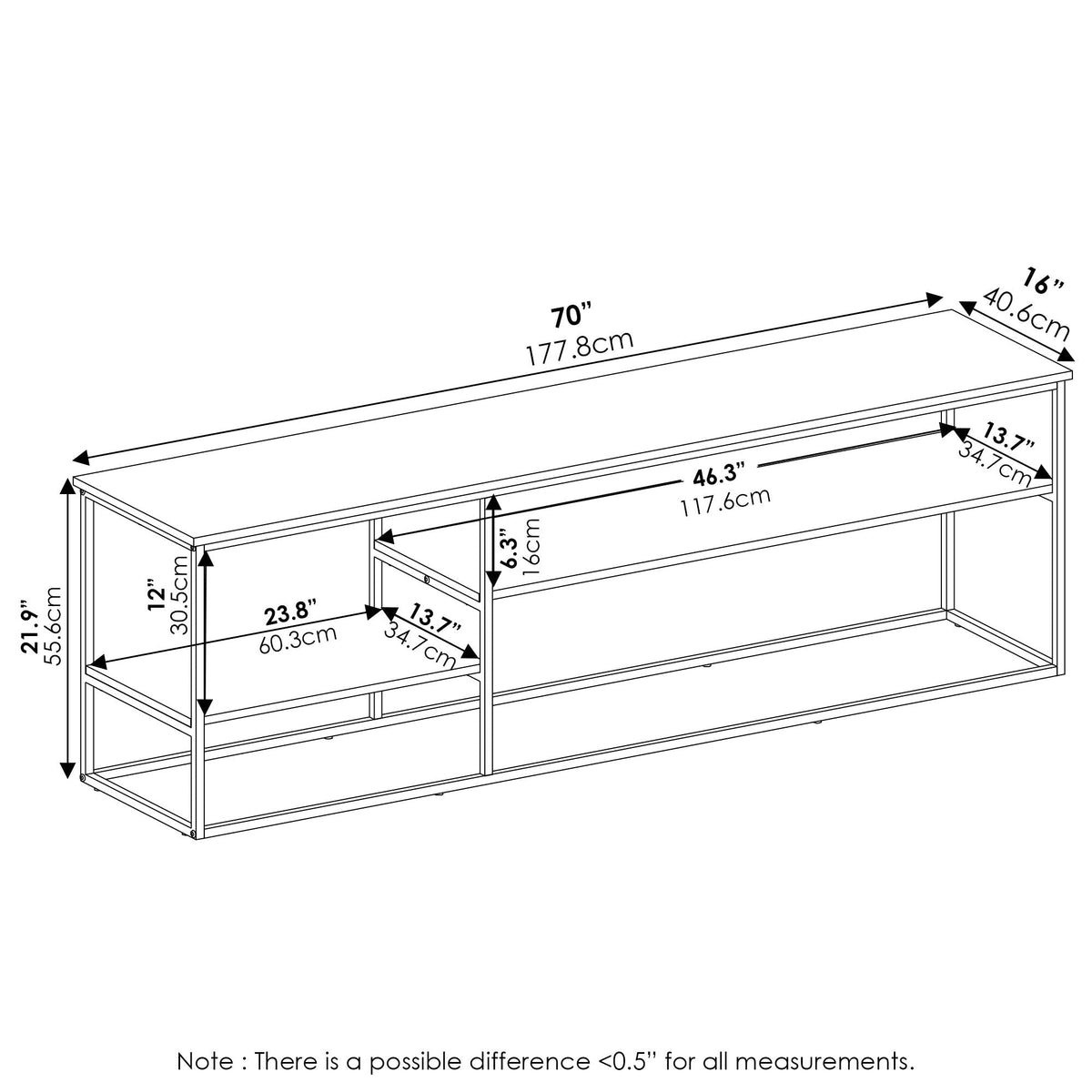 Furinno MORETTI Modern Lifestyle TV Stand, Entertainment Center for TV up to 78 Inch, for Living Room, Bedroom, Grey Oak