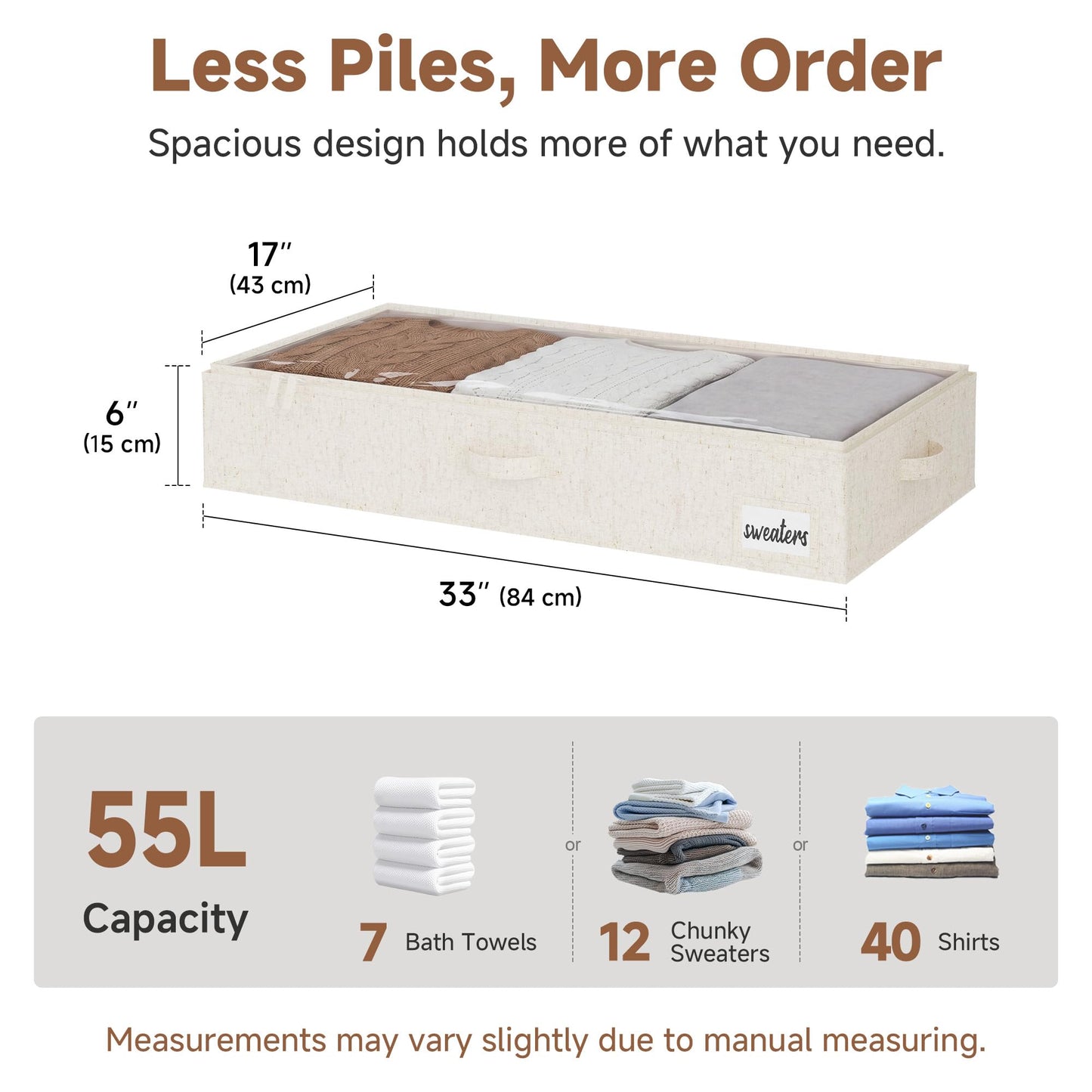 StorageWorks Underbed Storage Boxes with Lids, Large Under Bed Storage Box Containers for Bedroom Accessories Organising Clothes Bedding