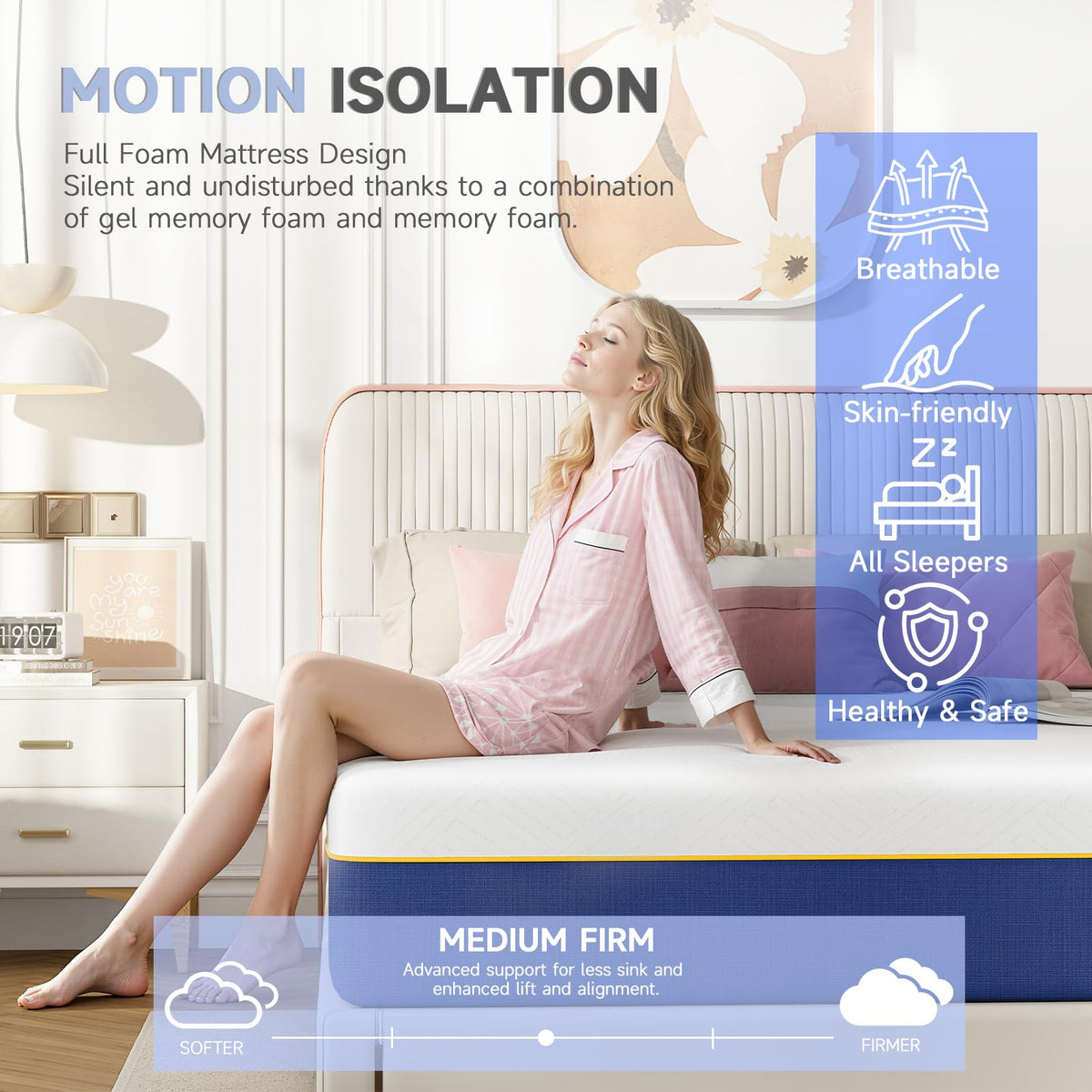 wowttrelax 4ft small double mattresses memory foam Medium, 120x190x15 cm