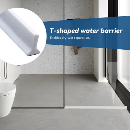 1.2M T Silicone Shower Threshold Water Barrier,Wet Room Bathroom Floor Beading,Shower Tray Sealing Strip,Tile Edge Caulk Trim for Bathroom