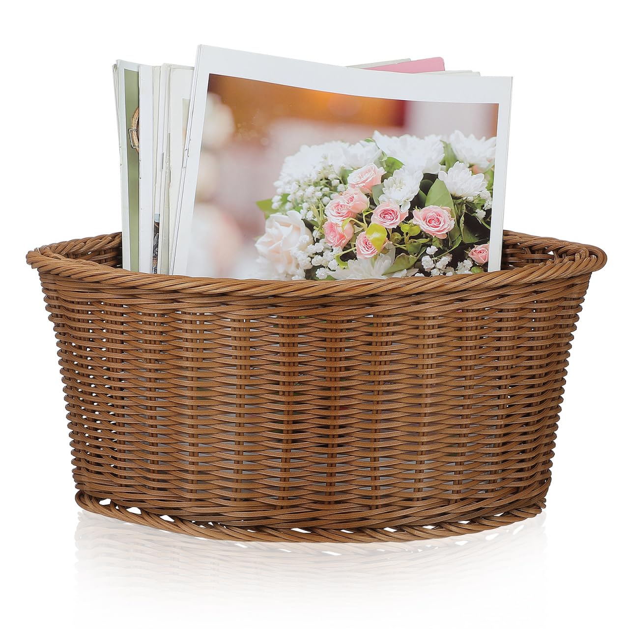 Abaodam Corner Storage Basket Triangular Wicker Storage Bin Handwoven Basket for Shelves Wardrobe Bathroom and Kitchen Open Desk Organizer for Snacks