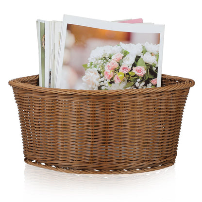 Abaodam Corner Storage Basket Triangular Wicker Storage Bin Handwoven Basket for Shelves Wardrobe Bathroom and Kitchen Open Desk Organizer for Snacks