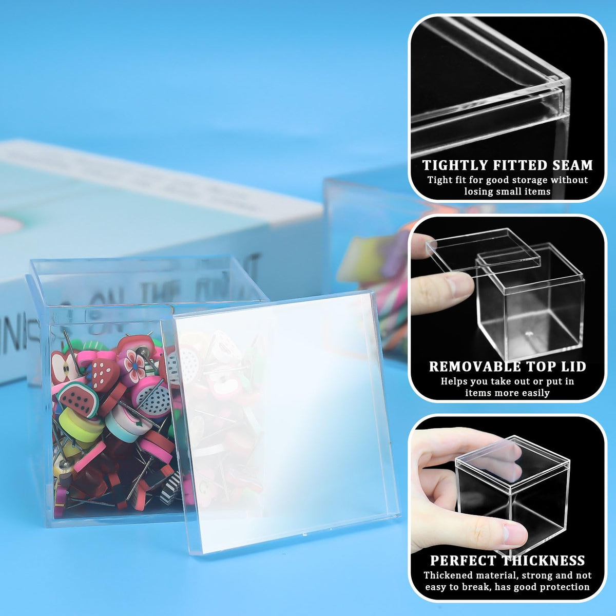 40 Pack Mini Acrylic Cube Boxes, 5.5cm Clear Favour Storage Boxes with Lids