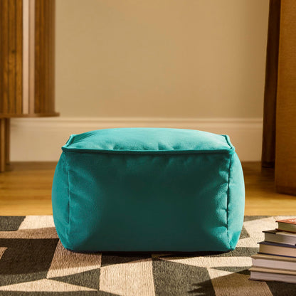 icon Amara Velvet Small Bean Bag Footstool with Filling Included, Teal