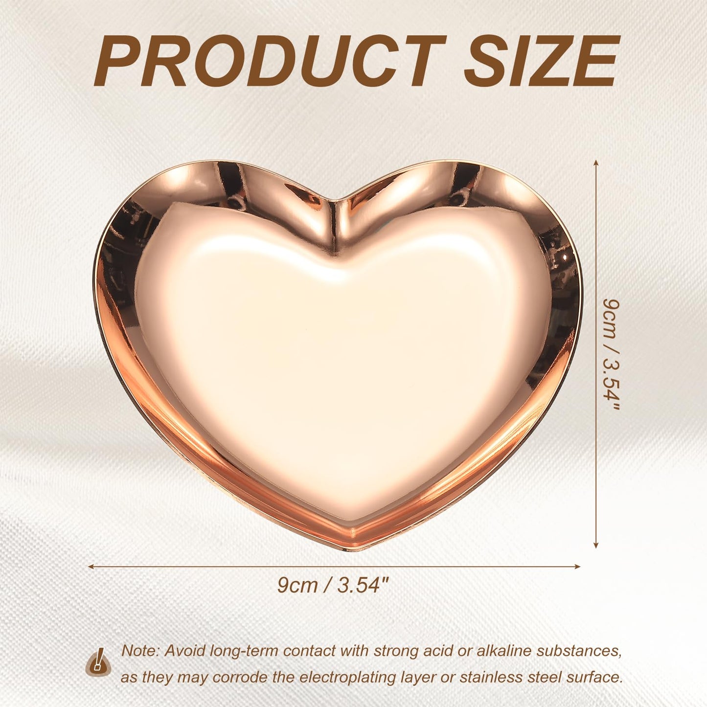 sourcing map Heart Shape Serving Trays, 3.54" Stainless Steel Decorative Jewelry Dish