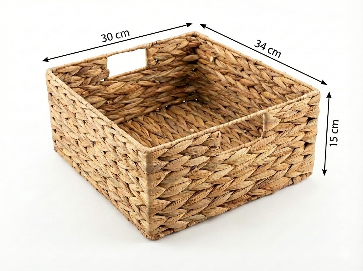 Sustainable Storage Basket, Braided Water Hyacinth Seagrass Single Half Compartment 30 x 34 x 15 cm