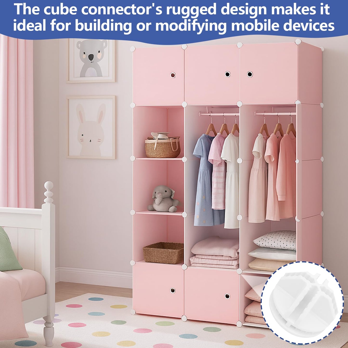 Girihe 20 PCS Storage Cube Connectors, Wirre Grid Storage Accessories C&C Grid Connectors Cubes Storagge Connectorss