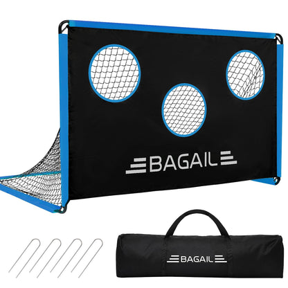 BAGAIL Soccer Goal with Target, 2-In-1 Designed, Football Goal, Portable Carry Bag, Easy to Set up, Ideal for Garden Shooting Training and