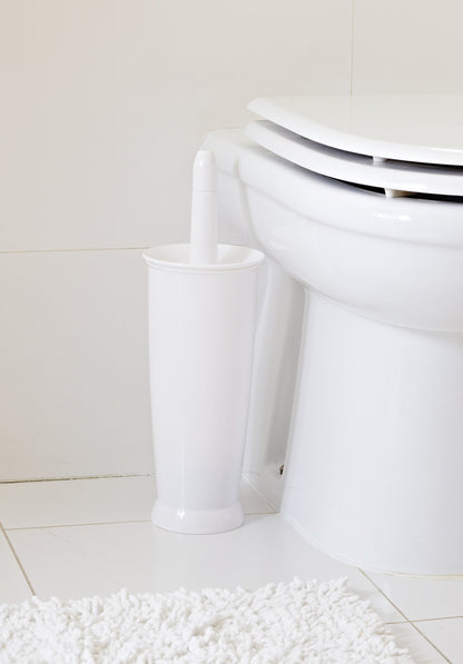 Addis Closed Toilet Brush Set, Plastic, White, 12.5 x 12.5 x 39 cm, 510284