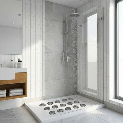KIMHOME 12Pcs Non-Slip Stickers, Self-Adhesive Bath Safety Strips Shell Design for Shower Floor & Bathtub & Stairs(Grey)