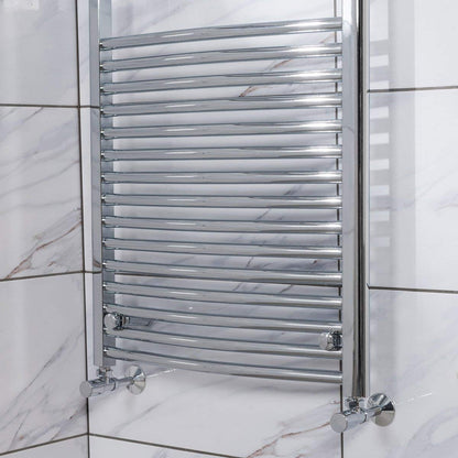 Warmehaus Curved Heated Bathroom Towel Rail Radiator 1200x600 Chrome