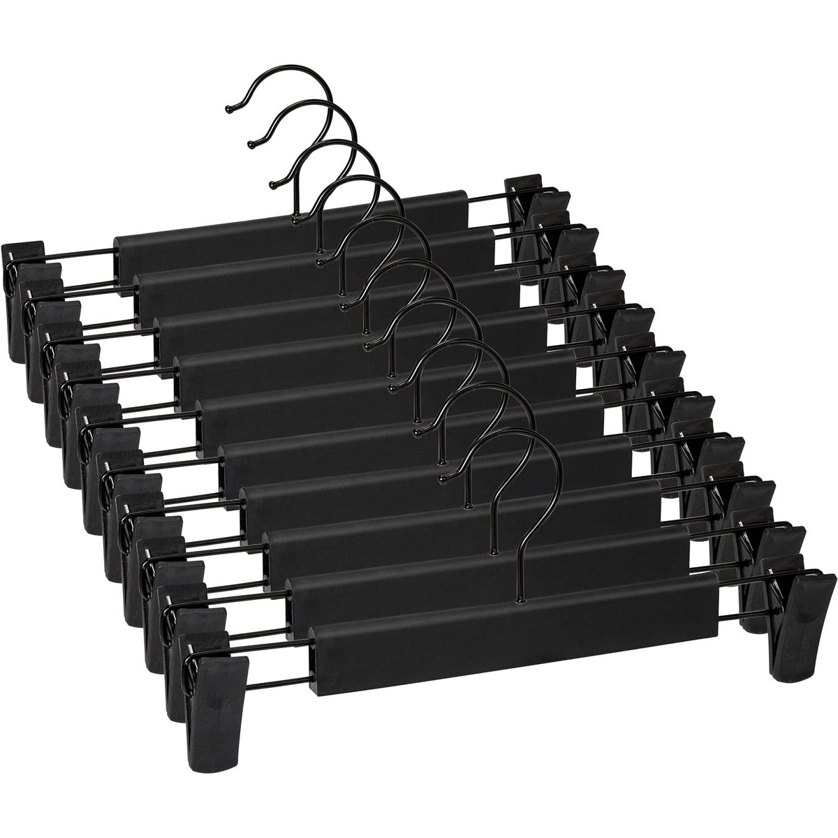 Lamitocs Pack of 10 Clothes Hangers with Strong Non-Slip Adjustable Clips Hooks, Space-Saving Trouser Hangers for Hanging Trousers, Socks, Skirts