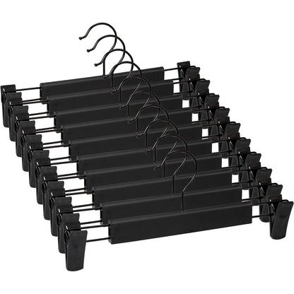 Lamitocs Pack of 10 Clothes Hangers with Strong Non-Slip Adjustable Clips Hooks, Space-Saving Trouser Hangers for Hanging Trousers, Socks, Skirts