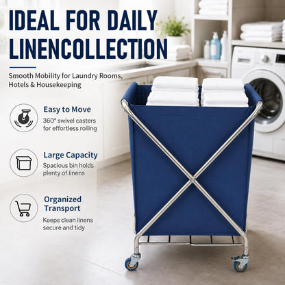 WUDLEP Laundry Hamper with Wheels, Folding Linen Collection Cart