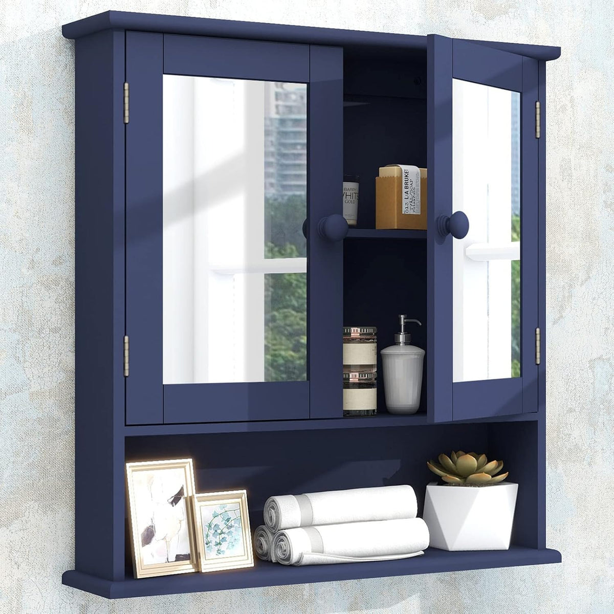 UYIHOME Mirror Cabinet, Bathroom Cabinet, Mirror Cabinet, Bathroom Cabinet, Hanging Wall Cabinet, Bathroom