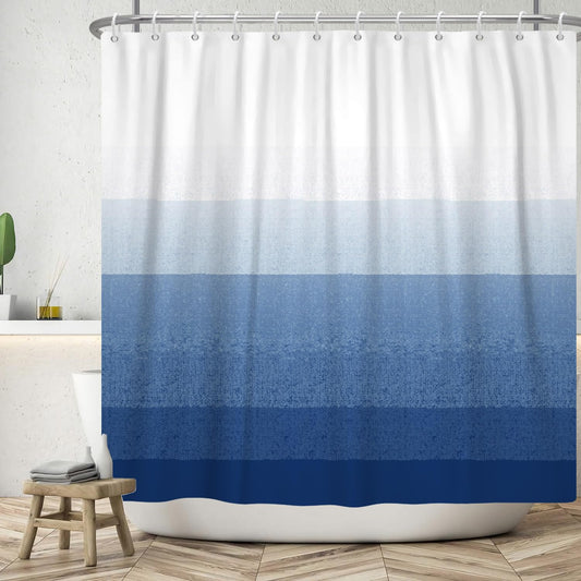 SDOTPMT 41x63inch White Dark Blue Bicolor Shower Curtain Classic Traditional Bath Curtain Minimalist Theme Bathtub Curtain for Bathroom Decor Fabric