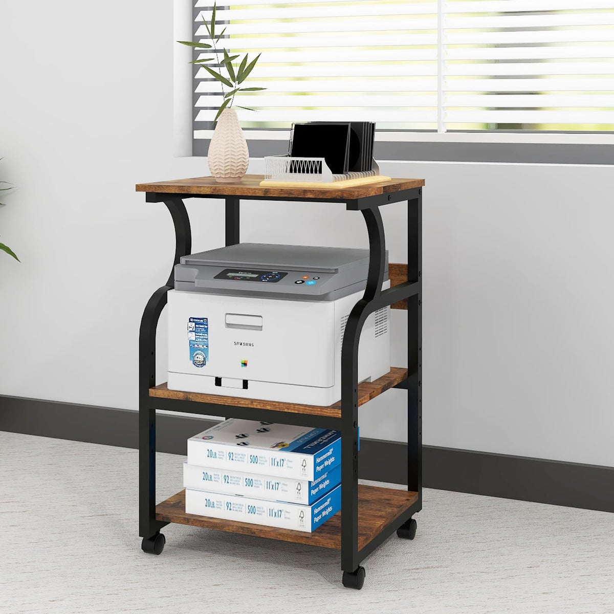 PUNCIA 50x40x73cm Large Printer Stand, Storage Unit with Adjustable Shelf