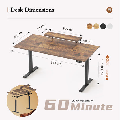 Klicelor Eletric Height Adjustable Desk, Movable Monitorstand, 160x80cm