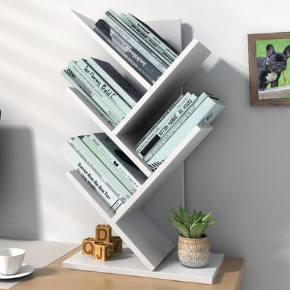 Tree Book Shelf 60 cm, 4-Tier Small Bookcase, Floor Free Standing Bookshelf, Desktop Bookcase, Display Book Magazine CDs Rack