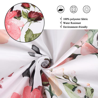 GCIREC Floral Shower Curtain, 180x180cm, Rustic Colorful Floral with Green leaves Wildflowers Waterproof Fabric Machine Washable Bathroom Curtain