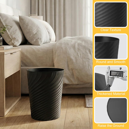 Xtrillogen 3PCS Plastic Waste Paper Bin,8L Small Bin with Threaded Texture,Slim Round Rubbish Waste Paper Basket,Trash Can for