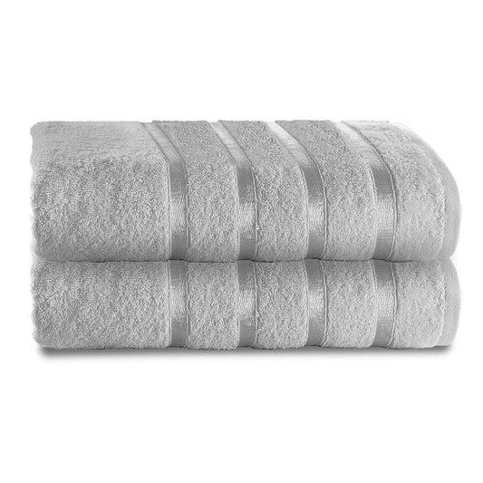 GC GAVENO CAVAILIA Fade Resistant Luxury Towels, Extra Absorbent 100% Ringspun Egyptian Cotton 500 GSM Bathroom Set, Silver, 2PK
