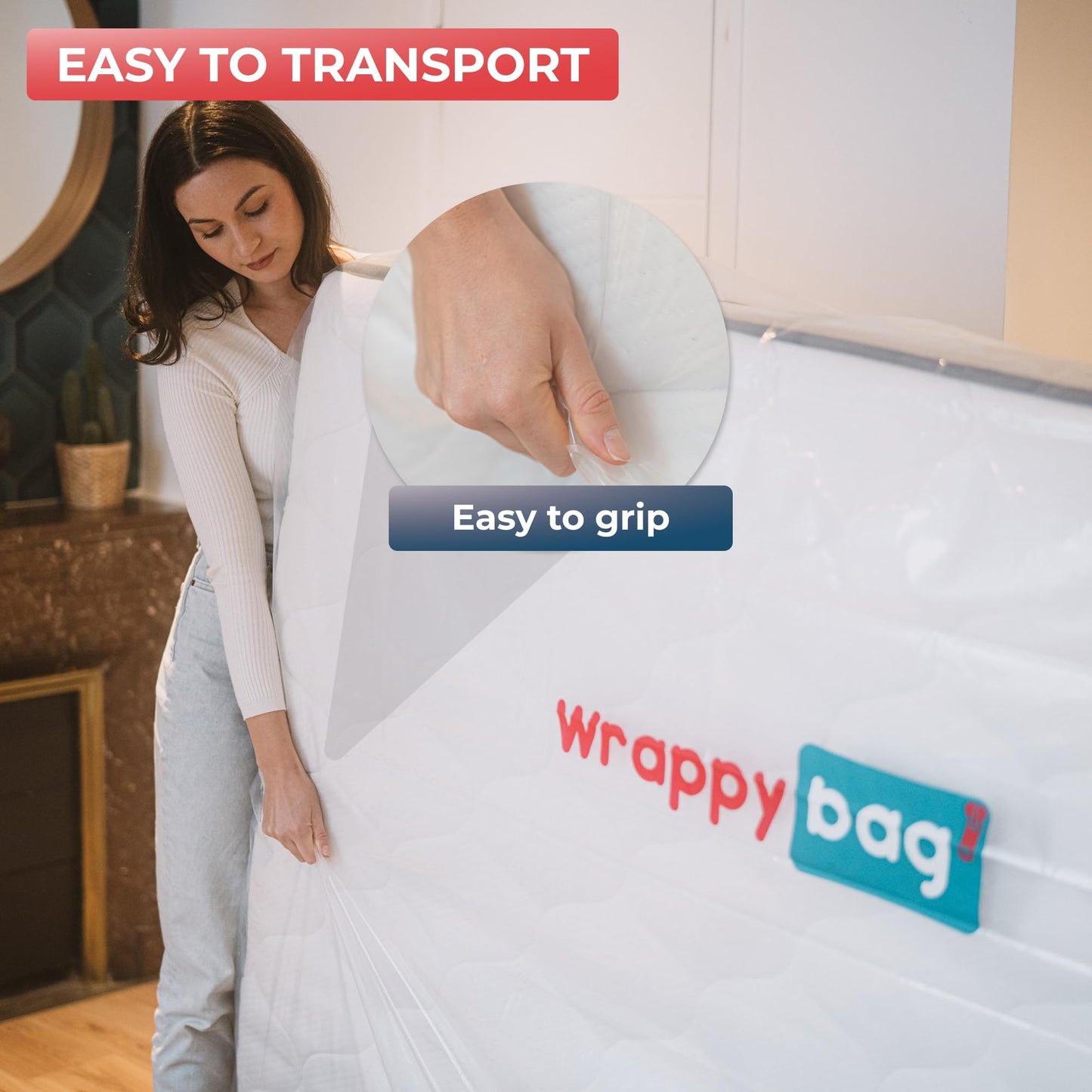 WRAPPYBAG – Protective Plastic Mattress Case — Baby Size — Waterproof, Anti-Tear Storage Bag — For House Moves, Storage and Transport (28" x 55")