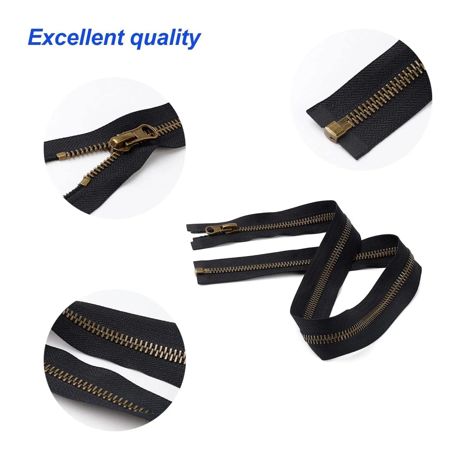 txuzong Zip 65 cm, 26" #8 Metal Zip, Brass Zippers for Jackets, Zips, Separable, for Backpacks, Jackets, Coats