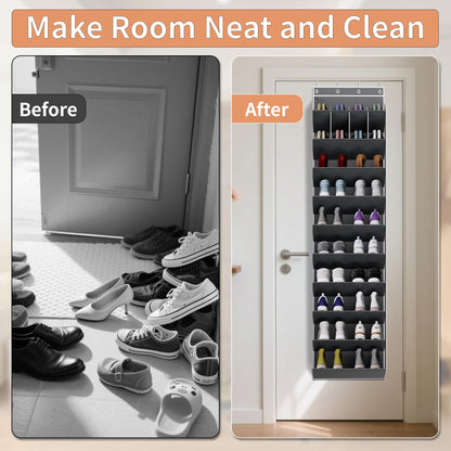 KYEVIS 10 Tier Over Door Shoe Storage Organiser with Deep Pockets, Large Capacity Hanging Storage Rack for Sneakers, Boots