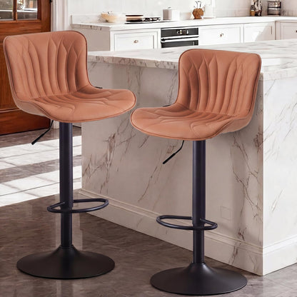 Kidol & Shellder Bar Stools Set of 2 Swivel Breakfast Barstools, Brown