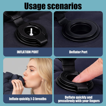 Inflatable Travel Pillow, Car Seat Cushion, Travel Car Seat Pad with Carry Bag, Lightweight Foldable Waterproof Inflatable Cushion