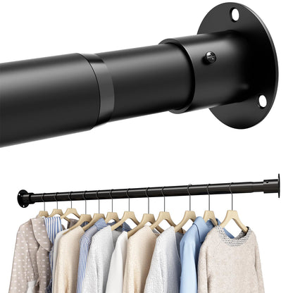 Wardrobe Rails and Fittings, Extendable Clothes Rail, Wardrobe Pole for Wardrobe and Cloakroom, Black, 68-90cm(Diameter 32mm)