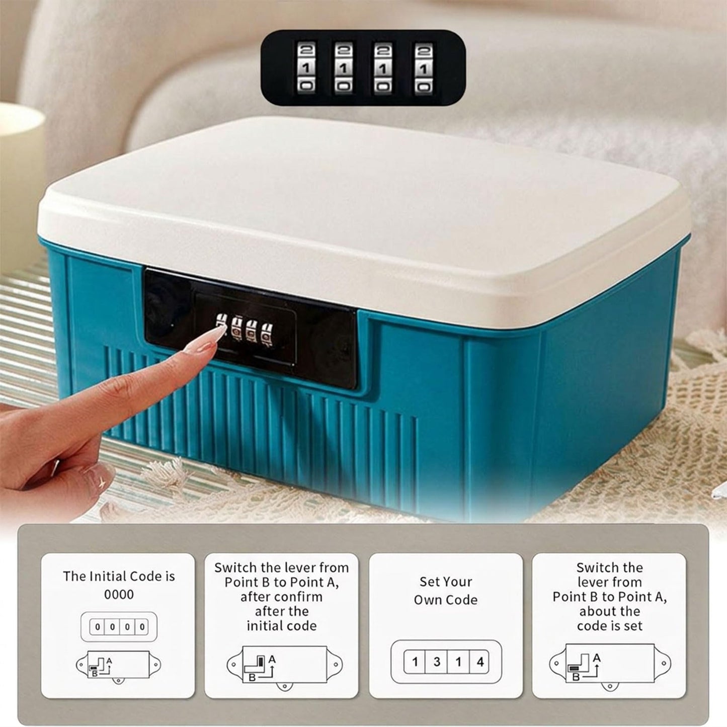 Joyseedi Lockable Storage Box Large Medicine & Food Safe Container with Combination Lock, 25×20×10cm Fridge Box with Removable Tray for Office