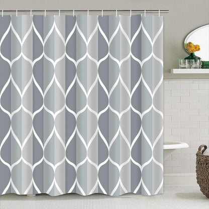 Bishilin Light Grey Shower Curtains for Bathroom 300x200CM with Hooks and Wave Pattern, Waterproof and Anti Mould Resistant, Machine Washable