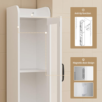 BonVache Tall Bathroom Storage Cabinet, Slim Storage Unit with Adjustable Shelves, Bathroom Shelves Cupboard for Kitchen Hallway Living Room Bedroom