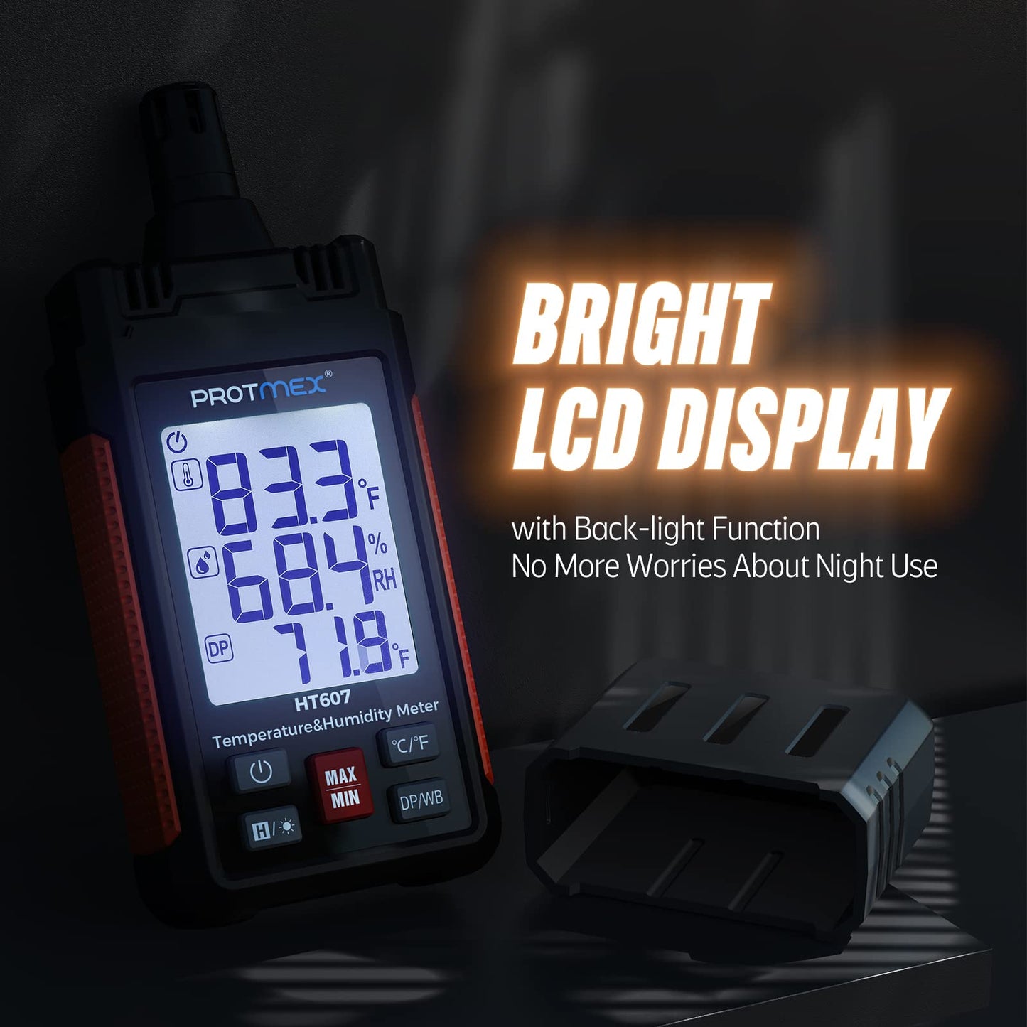 Protmex HT607 Temperature Humidity Meter High Precision Digital Hygrometer with Ambient, Relative Humidity, Dew Point, Wet Bulb Thermometer, Min/Max