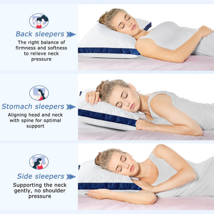 Slybear Pillows 2 Pack, Hotel Quality Bed Pillows with Down Alternative for Neck and Shoulder Pain, Supportive Hypoallergenic Skin-friendly Standard