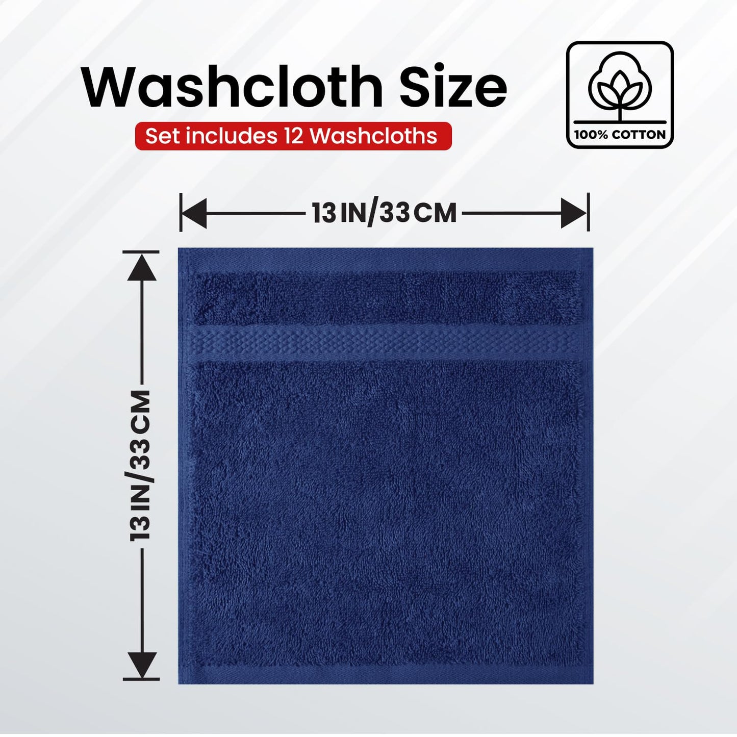 Infinitee Xclusives 100% Cotton Luxury Wash Cloths for Showering - 12 Pack